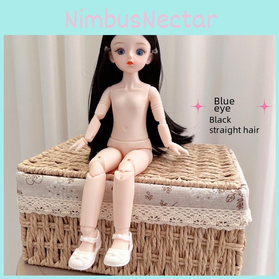 30cm Multi Contact Lenses Bjd Doll Toy Straight Curly Hair Articular Mobility