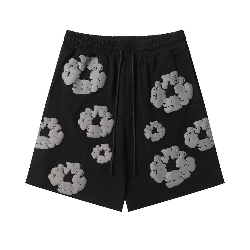 VEZFAA Women's Fashion Summer Spring Loose Casual Flower Print Elastic Waist Shorts Beach Shorts Breathable Wide Leg Shorts