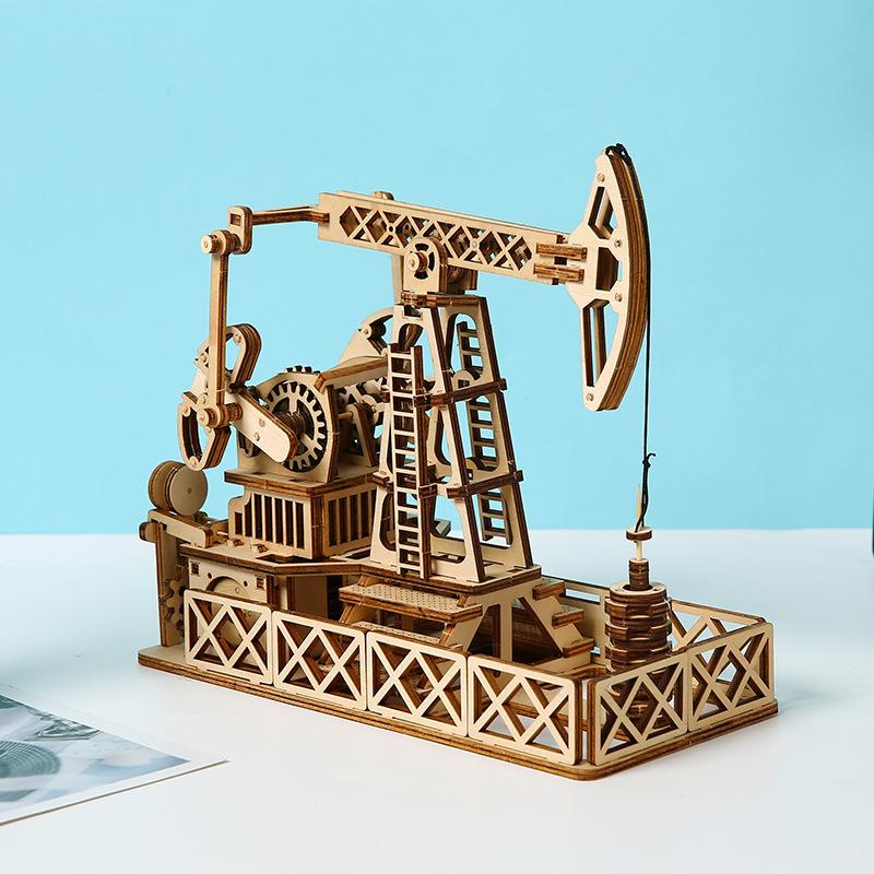 3D Children's Puzzle Puzzle Oil Well Wooden Puzzle DIY Desktop Children's Ornaments Wooden Creative Toys