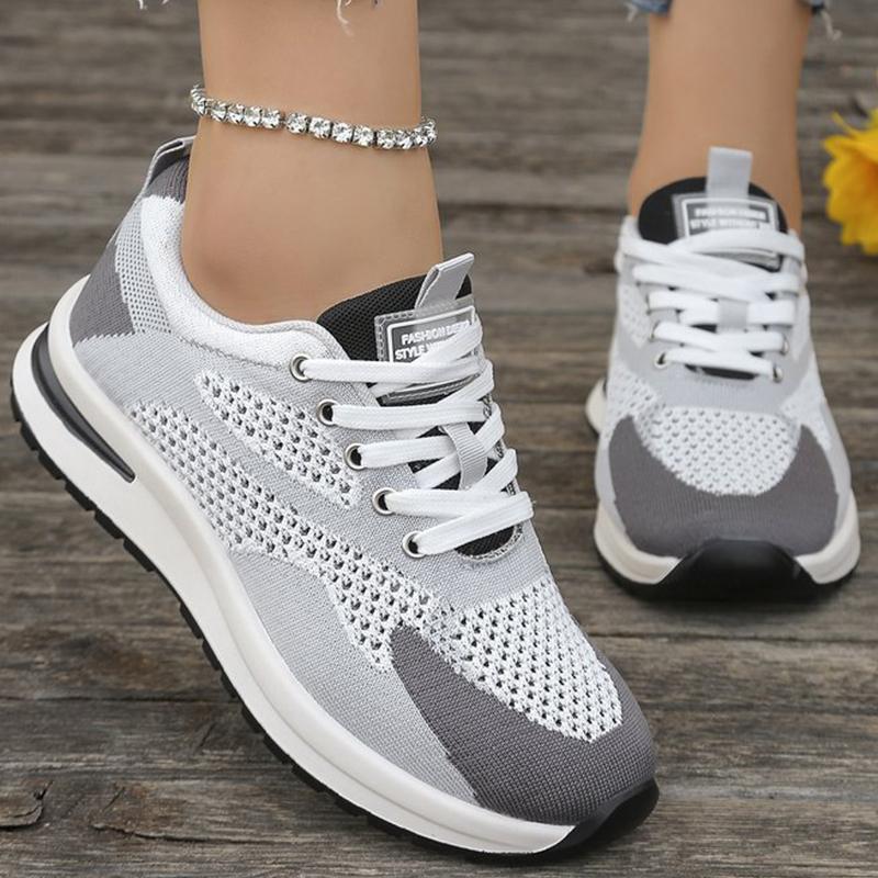 Fashion Breathable Mesh Sneakers for Women Spring Autumn Comfortable Lightweight Running Sports Shoes Woman Lace-Up Platform Female