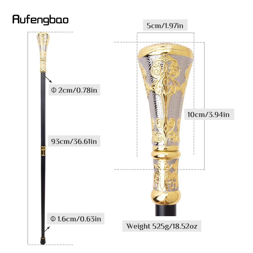 Guld Silver Lyx Blomma Runt Handtag Mode Promenadkäpp för Fest Dekorativ Promenadkäpp Elegant Knopp Kräkla Knopp 93cm