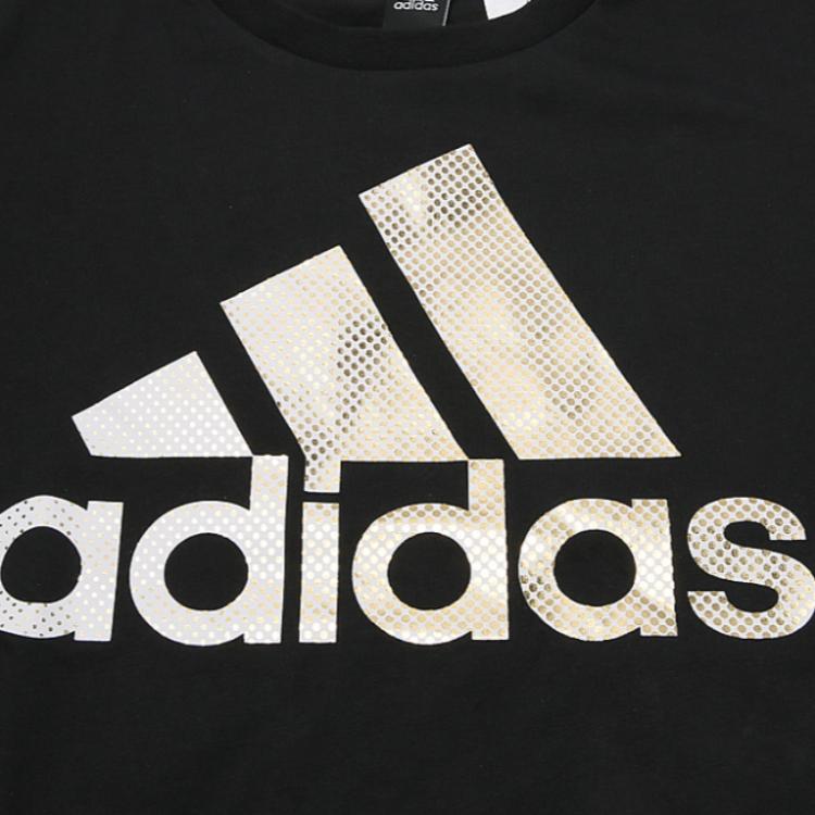 Women's Adidas T-Shirts Women's Black Crew Neck Moderate
