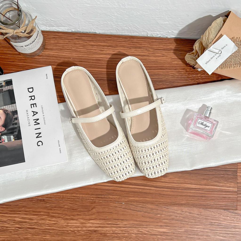 Grape mother summer new empty woven single shoes women 2025 French light luxury single shoes women wear high-end women's shoes