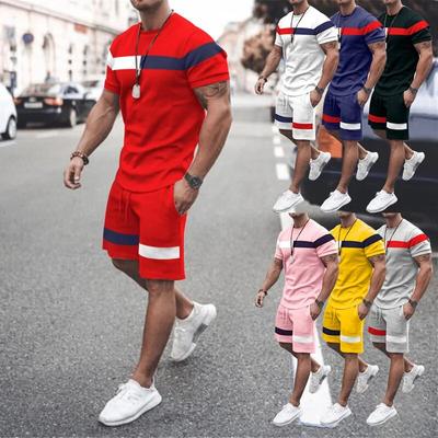 Kare Yaz 3D Baskı Rahat Eşofman Erkek Takım Elbise Kısa Kollu T-Shirt + Sokak Şort 2 Parça Set