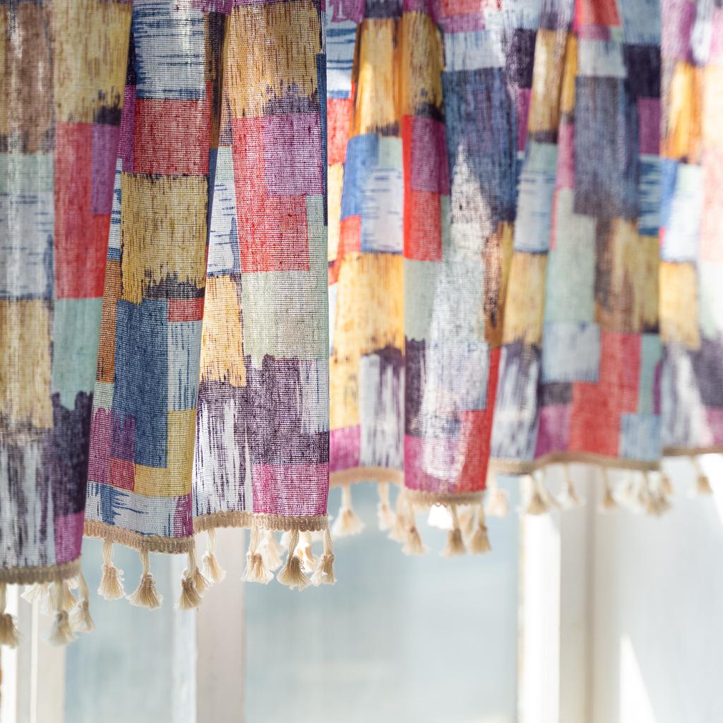 Short Curtain American Small Curtain Cabinet Curtain Privacy Half Curtain Short Curtain Pocket Color Coffee Curtain