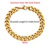 Punk Curb Cuban Link Chain Bracelet 21cm Gold Silver Color Stainless Steel 9mm Hand Chains For Women Men Jewelry Gift