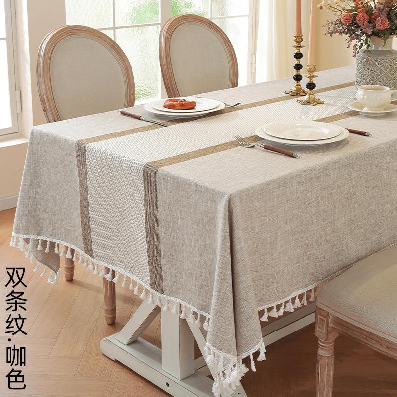 Simple Grid Striped Tablecloth Coffee Table Cloth Household Cotton And Linen Fabric Symmetrical Tablecloth Table Cloth Modern And Simple