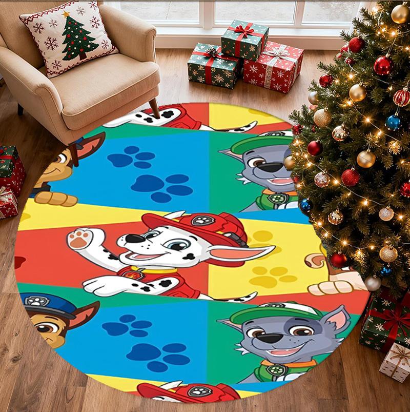 PAW Patrol Pattern Round Rug, Indoor/Outdoor Mat, for Picnic, Gameroom, Bedroom, Office, Living Room, Home Decor Carpet, Birthday Gift
