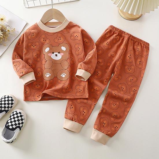Pantaloni invernali per bambini a maniche lunghe o collo T-shirt Set pantaloni larghi casual da 2 pezzi in cotone con stampe di cartoni animati