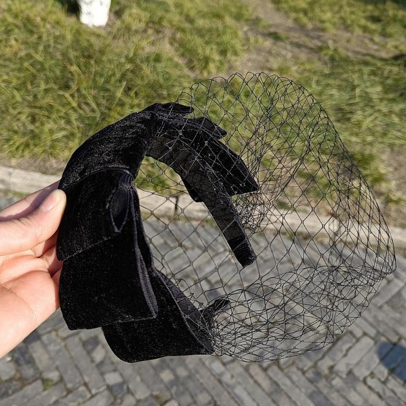 Unique Black Veil Mesh Veil Headbands 1920s Fascinator Headpiece Birdcage Veil Hair Decors For Bridal Halloween Parties