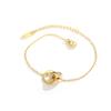 Titanium Steel Roman Numerals Double Ring Pendant Choker Necklace with Rhinestones for Women Fashion Jewelry