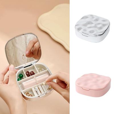 Dustproof Jewelry  Organizer with Mirror Earring Storage Case Jewelry Storage Box  Girl
