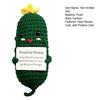 Ornament amuzant de păpușă tricotată cu legume pozitive Mini păpușă zâmbitoare de castraveți verzi țesute manual cu card pozitiv Decor pentru păpuși de tricotat din fire de lână