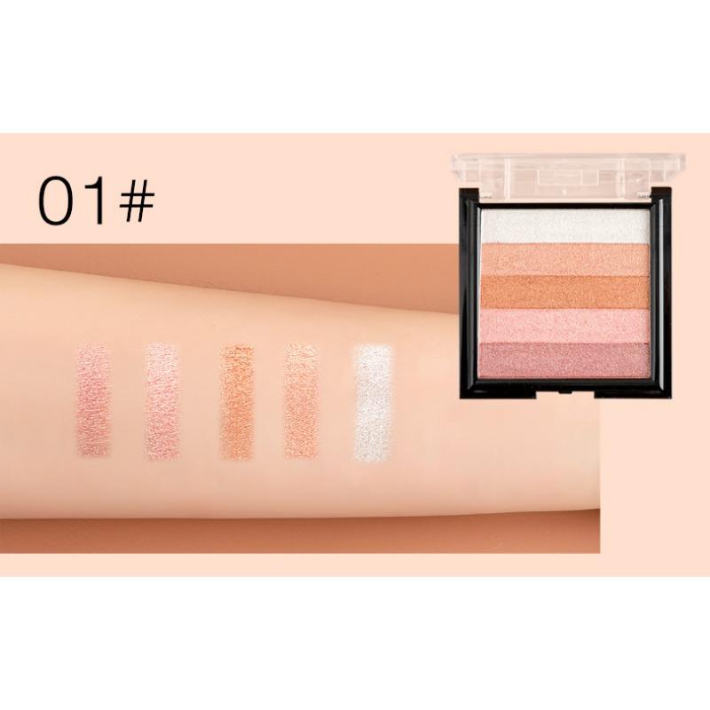 Five-colour Highlight Eyeshadow Plate Three-dimensional Brightening and Grooming Europe and The United States Pearlescent Blush Eyeshadow