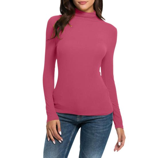 Women's Thermal Long Sleeve Shirts Slim Mock Turtleneck Pullover Basic Undershirts Compression Base Layer Top for Work Home Vacations