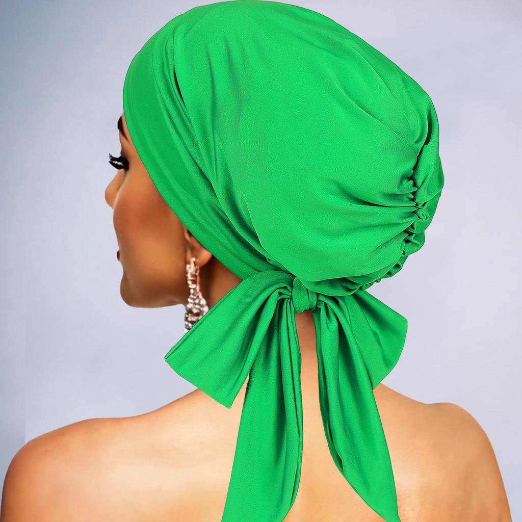 Turban Head Cover With Bow Tie Elastic Hat For Breathability