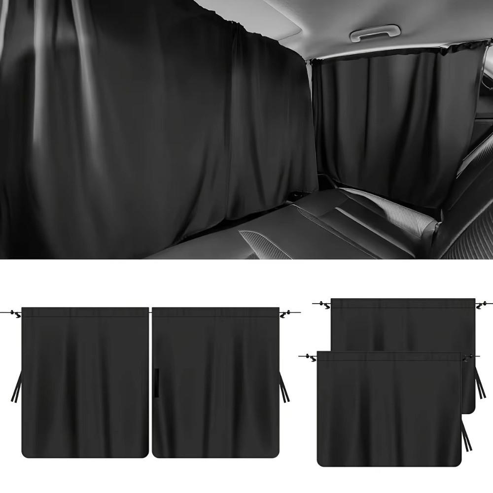 4pcs Black Car Privacy Curtain Set Detachable Privacy Travel Nap Car Window Sunshade Cover Night Car Camping Simple Curtain