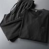 Summer Men Pleated Shirt Pants Two-pieces Set Thin Soft Breathable Tracksuit Casual Sports