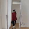 Autumn/Winter Women's Mid-Length French Style Red Sweater - Soft Waxy Knit, Round Neck