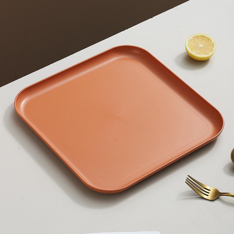 Inyahome Set of 1/4/10 Wheat Straw Square Dinner Dish Snack Dessert Plates for Vegetable Fruit Cake Bread Serving Plate Tray