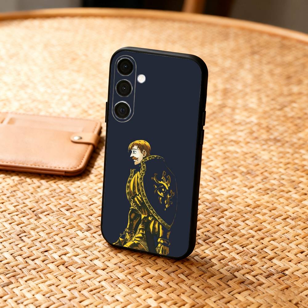 E-Escanor S-Sun Cartoon Phone Case For Samsung  A73,72,71,A52,51,40,41,A22,A32,31,A13, Soft Black Shell