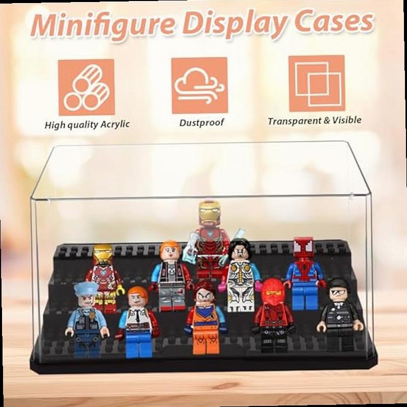 Display Case Clear Shelf Wide 3 Tier Box For Minifigures - Acrylic Protector For Small Pop Figures - Transparent Showcase Storag
