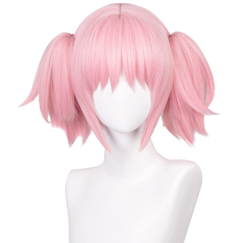 LAOBAO Cosplay Wig - Madoka Kaname Twin Tails Pink Wig - Heat Resistant - Costume Wig for Disguise, Party, Festival, Halloween, Fancy Dress (Madoka Ka