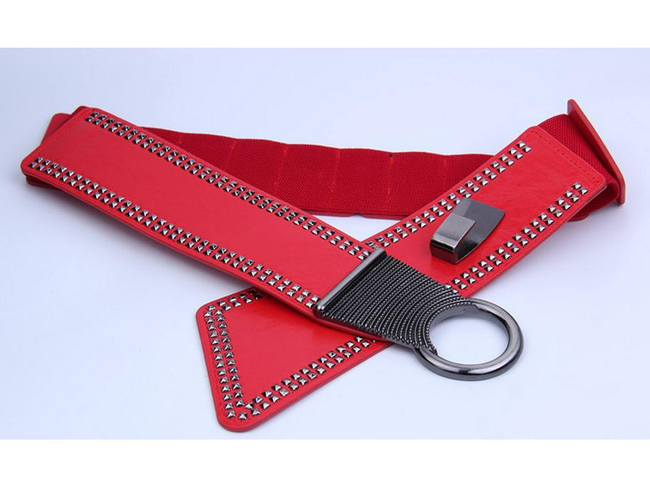 Red Wide Leather Waist Belt: Women's Korean, European & American Style Elastic Accessory