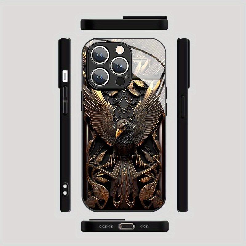 Phone Case For iPhone 17 Pro Max 11 12 13 14 15 16 Pro 17Air 16E 7 8 16 Plus XR XS X Luxury Eagle Pattern Tempered Glass Cover