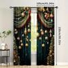 Set Of 2 Christmas Curtains Golden Balls Holiday Polyester Printed Home Decoration Room Curtain Made