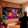 Santa Garage Door Cover Christmas 13x6ft UV Fluorescent Holiday Decoration Festive Living Room Backdrop for Homeowners Party