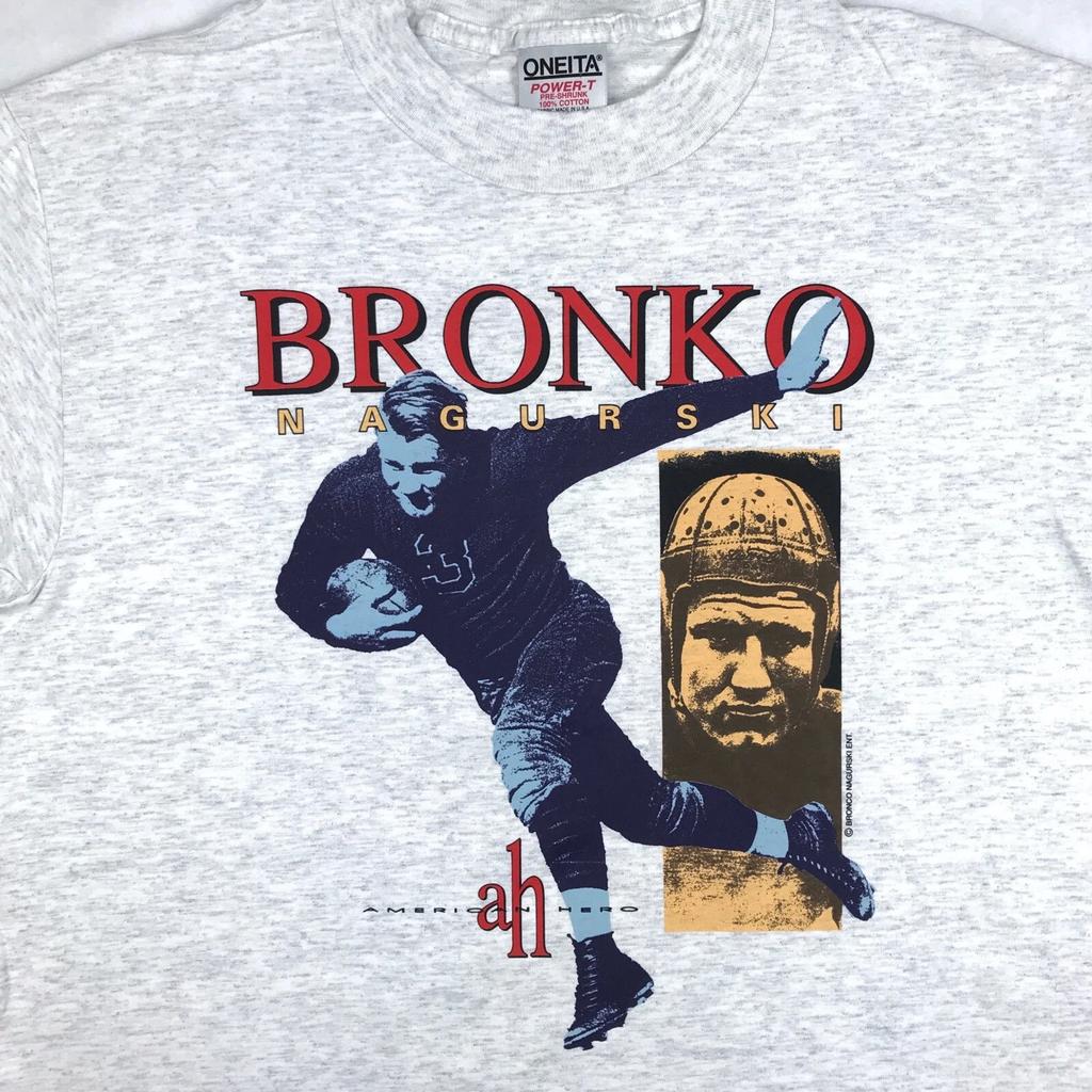 NOS Vtg 90s BRONKO NAGURSKI T-Shirt M/L Single Stitch Chicago Bears Nfl Football