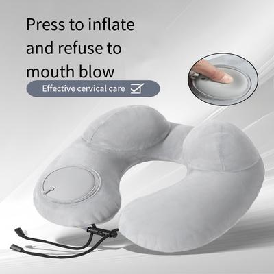 1PC New U-shaped Hump Pillow Press Automatic Inflatable U-shaped Cervical Spine Pillow Car Portable Travel Sleeping Artifact Neck Pillow
