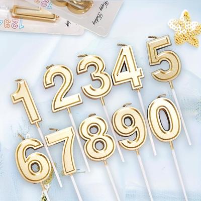 1 Single Golden Number Birthday Cake Decoration Candle | Creative Age-Celebration Party Cake Ornament, Romantic Celebration Number Display, Unscented
