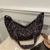 New Premium Textured One-shoulder Student Class Bag Autumn Commuter Leopard Print Tote Bag