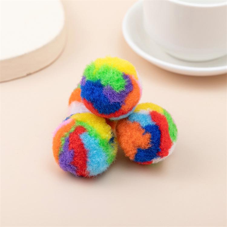 Cross-Border Cat Toys: Colorful Plush Ball, Scratch & Bite-Resistant, Polypropylene Kitten Teasing Ball.