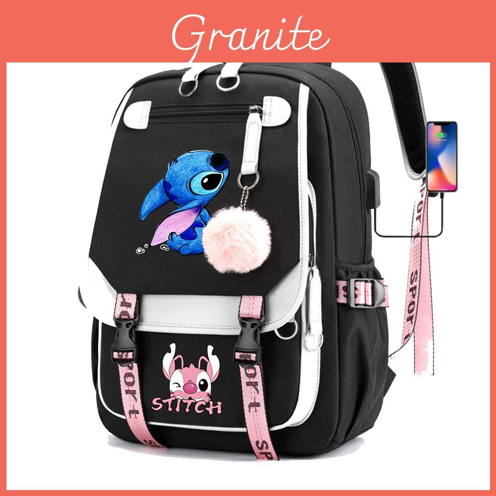Cute Cartoon Stitch Backpack For Kids With Usb Charge Port