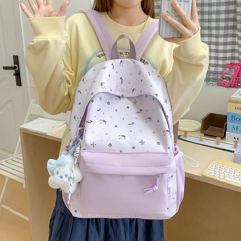 Schoolbag for girls, Korean style for middle and high school, lightweight and fresh backpack, large capacity cute girls' collegiate style backpack