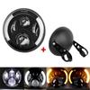 7.5 inch Universal Cafe Racer Round Motorcycle LED Head lamp Headlamp Distance Light Refit 7.5'' Motorcycle Headlight Cafe Racer