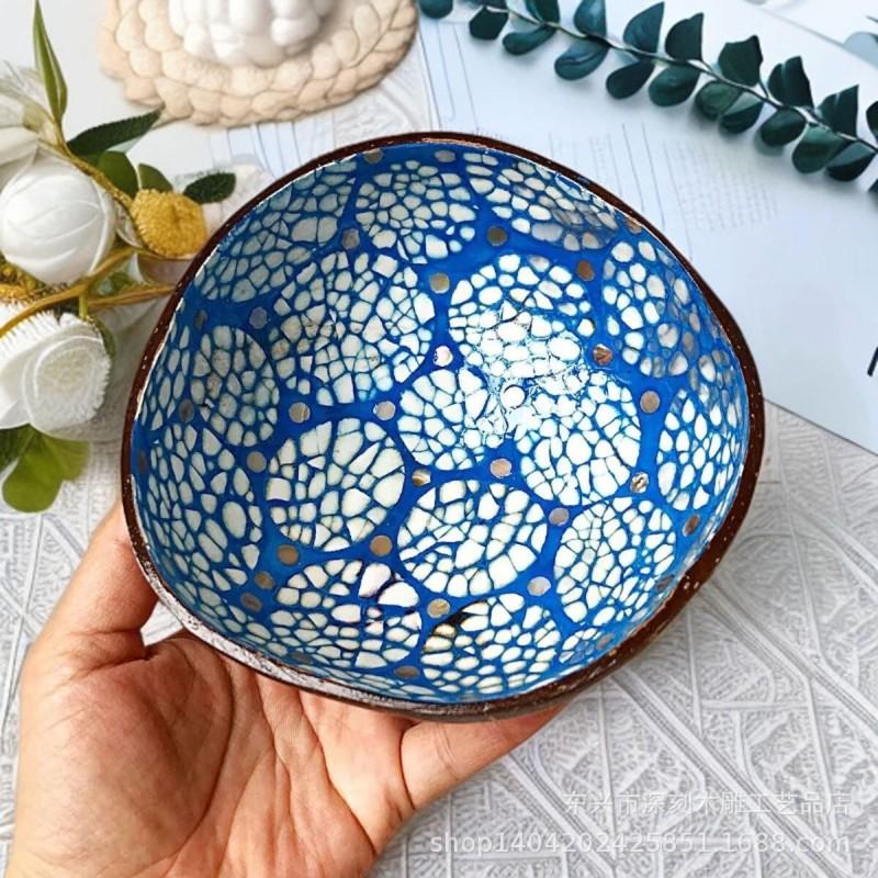 Vietnamese Coconut Shell Bowl Decorative Serving Dish Snacks Nuts Candy Home Decor Storage