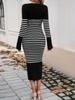 Fall Winter Lazy Wind Loose V-Neck Sweater Suit Women's Long Sleeve Knit Wide Dress