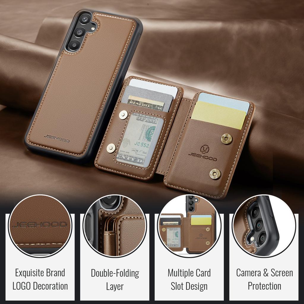 JEEHOOD J05 For Samsung Galaxy A16 5G Case Leather Mobile Cover with Detachable Magnetic Card Bag