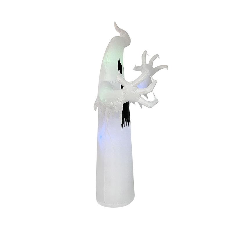 8FT Halloween White Ghost Inflatable Air Model with LED Light Festive Flash Screen Effect Party Novelties