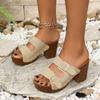 Fashion 2024 Plus Size Shoes Female Open Toe Women's Slippers Casual Dress Slippers Women Buckle Round Toe Platform Chunky Heels Sandals