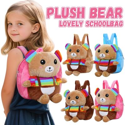 Mochila Pequena Infantil, Mochila de Pelúcia de Urso, Mochila Infantil de Desenho Animado, Mochila Escolar para Criança Pequena