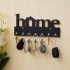 Dřevěný držák na klíče Premium Home Keys (29 cm x 13,5 cm x 0,4 cm, Dřevo) 7 háčků - dekorativních předmětů pro domácí dekoraci (Černá)