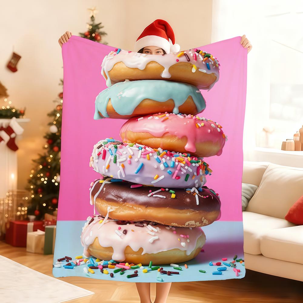P-Pink Donut Blanket Soft Throw Blanket for Home Bedroom Bed Sofa Picnic Travel Office Rest Cover Blanket Gift