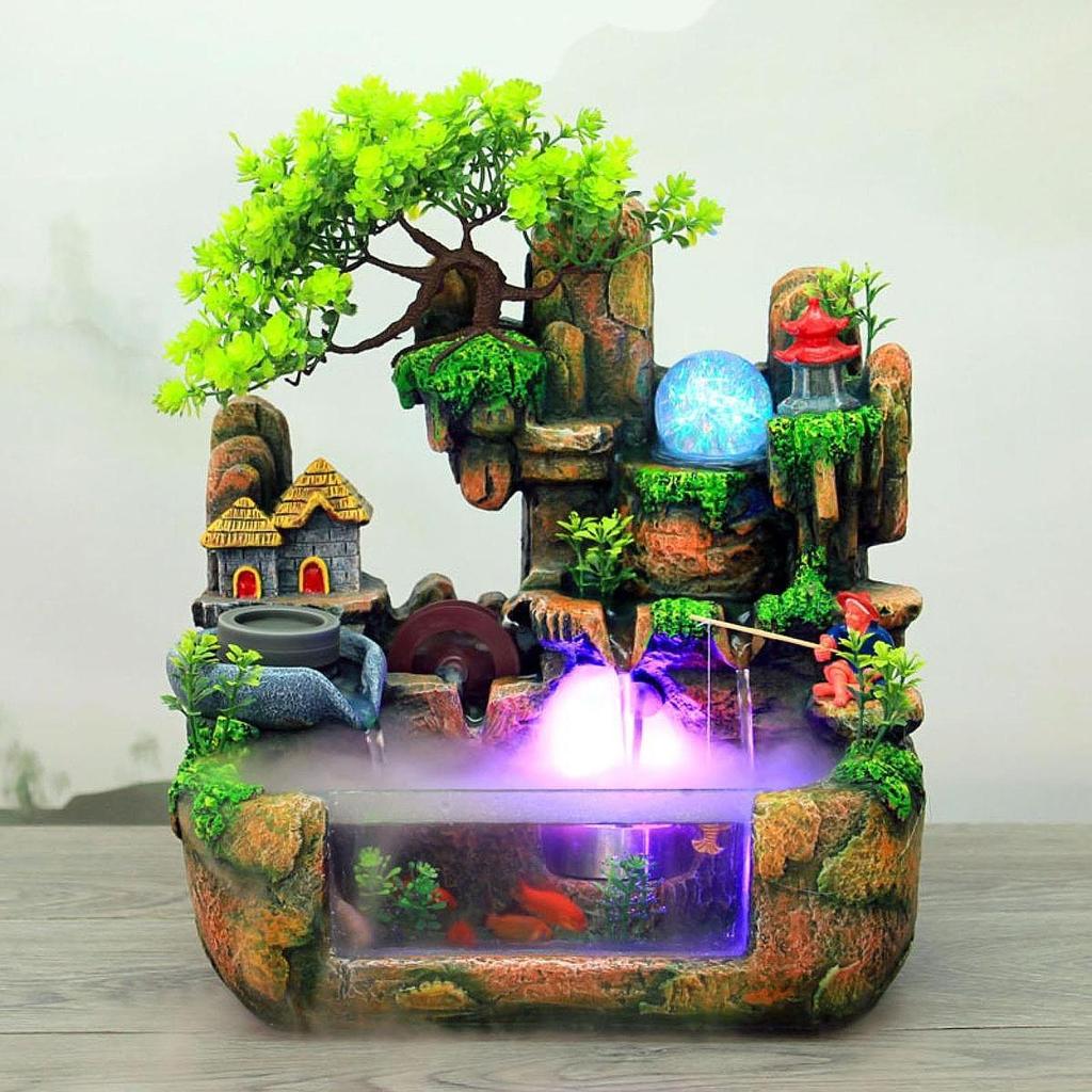 Stolní vodní fontána Skalka Krajina Vodopád Zenová Meditace Bonsaj Feng Shui Dekor pro Jógu Obývací pokoj Vnitřní Relaxace