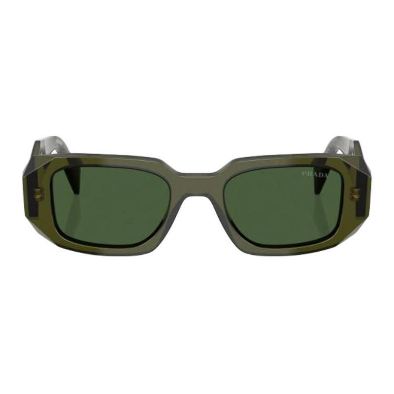 Prada Unique temple design, acetate, rectangular, sunglasses, unisex couple style, dark green