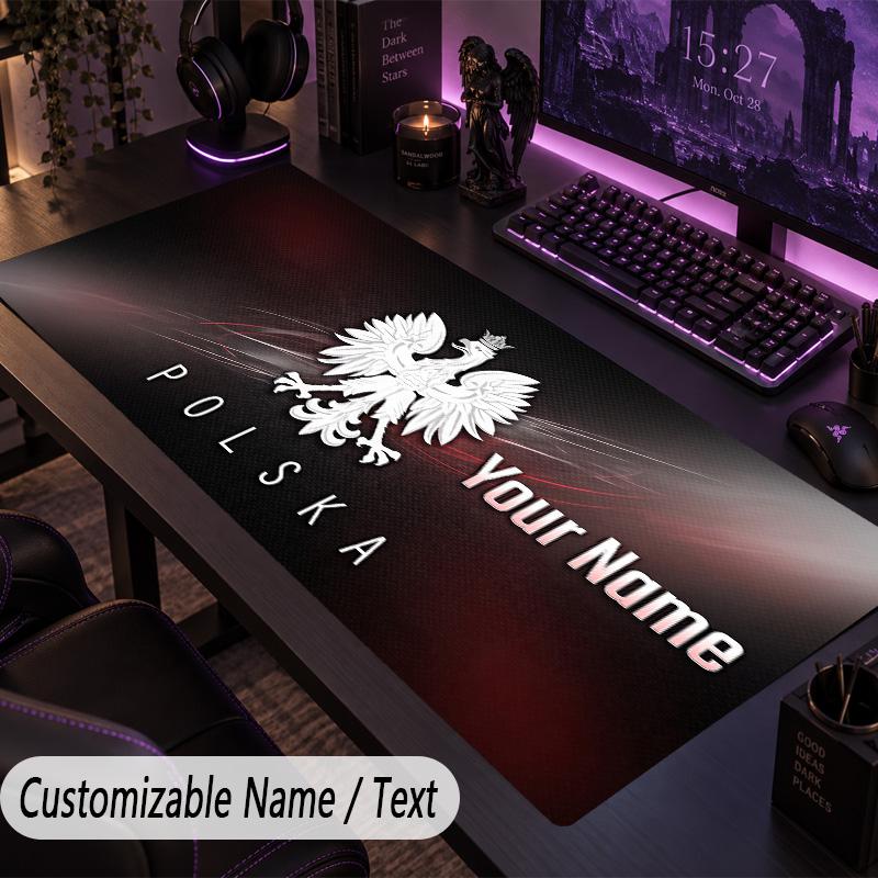 Custom Text Big Mousepad, Extended Desk Pad For Laptop Work GamePoland